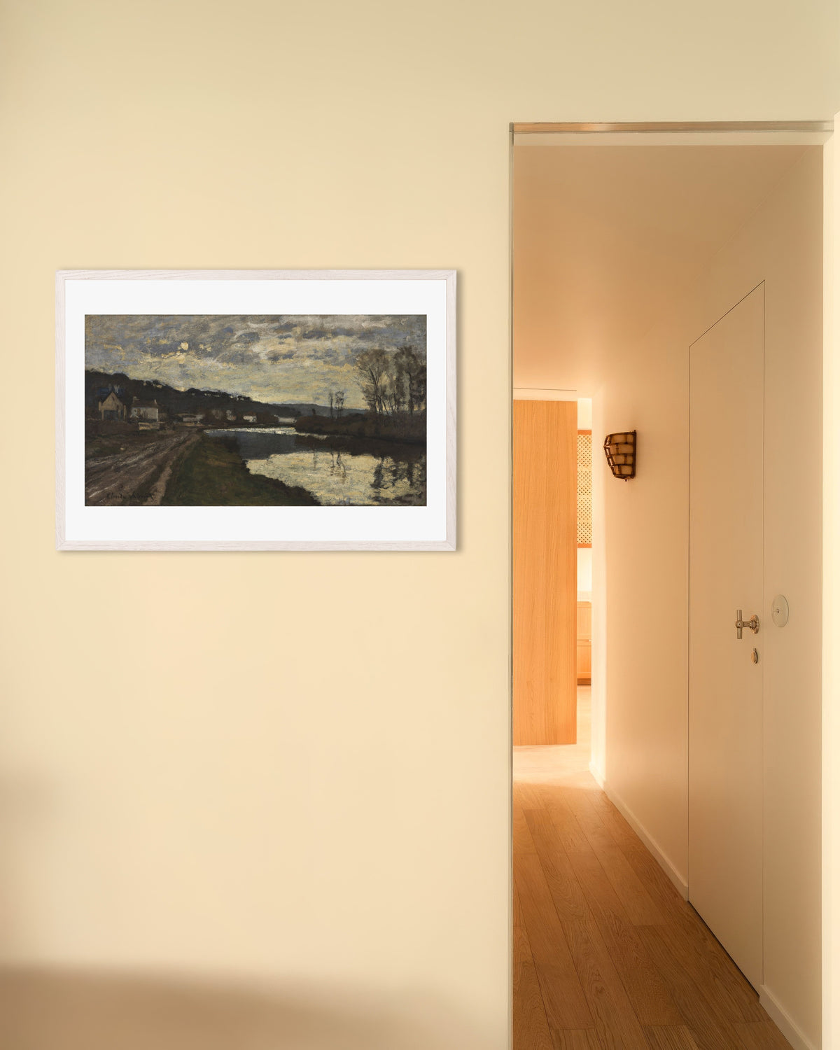 Poster Seine vid Bougival (1870) av Claude Monet med vit träram