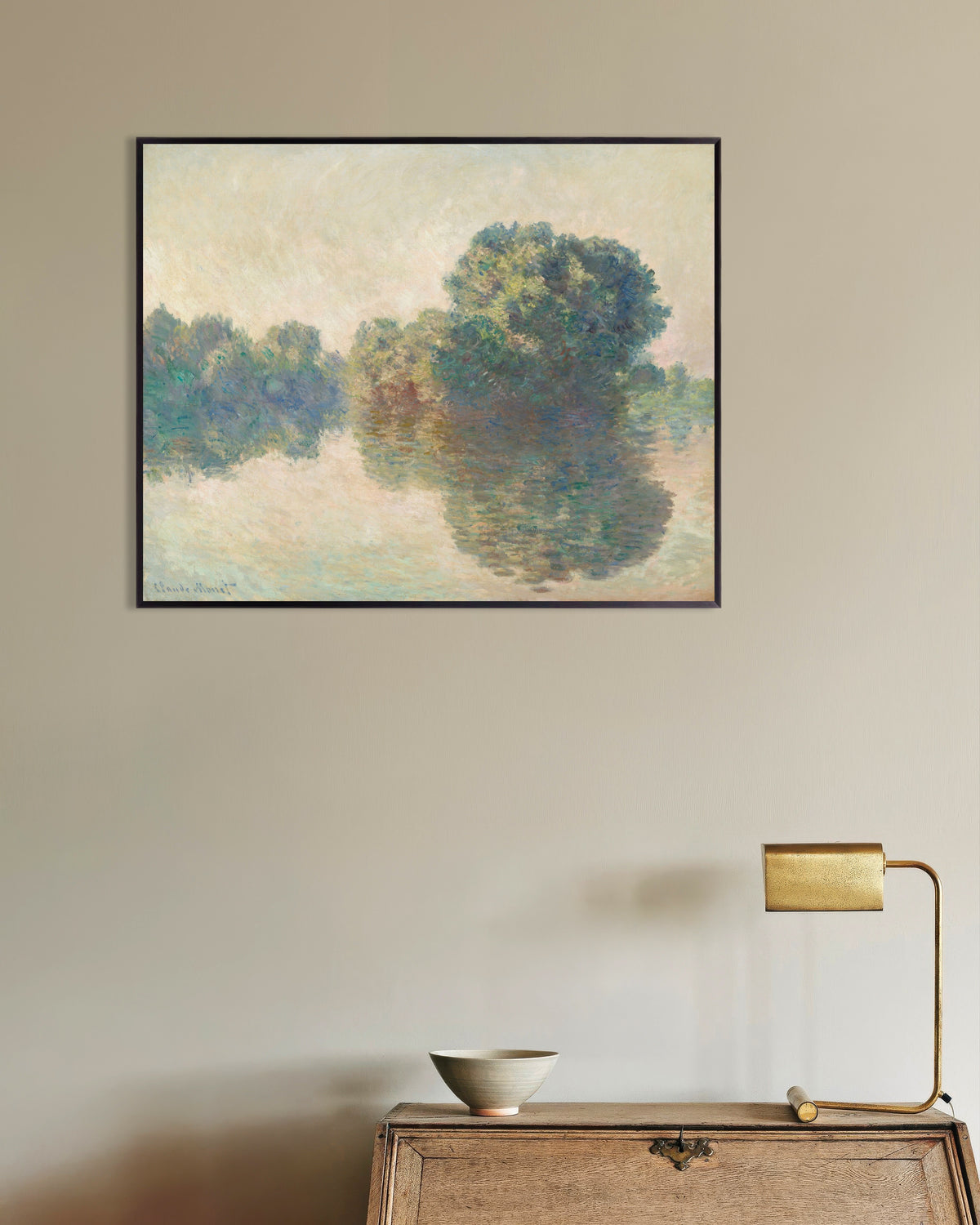 Poster Seine vid Giverny (1897) av Claude Monet med metallram