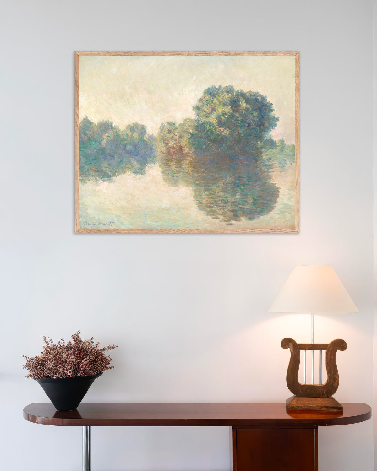 Poster Seine vid Giverny (1897) av Claude Monet med ram i naturträ