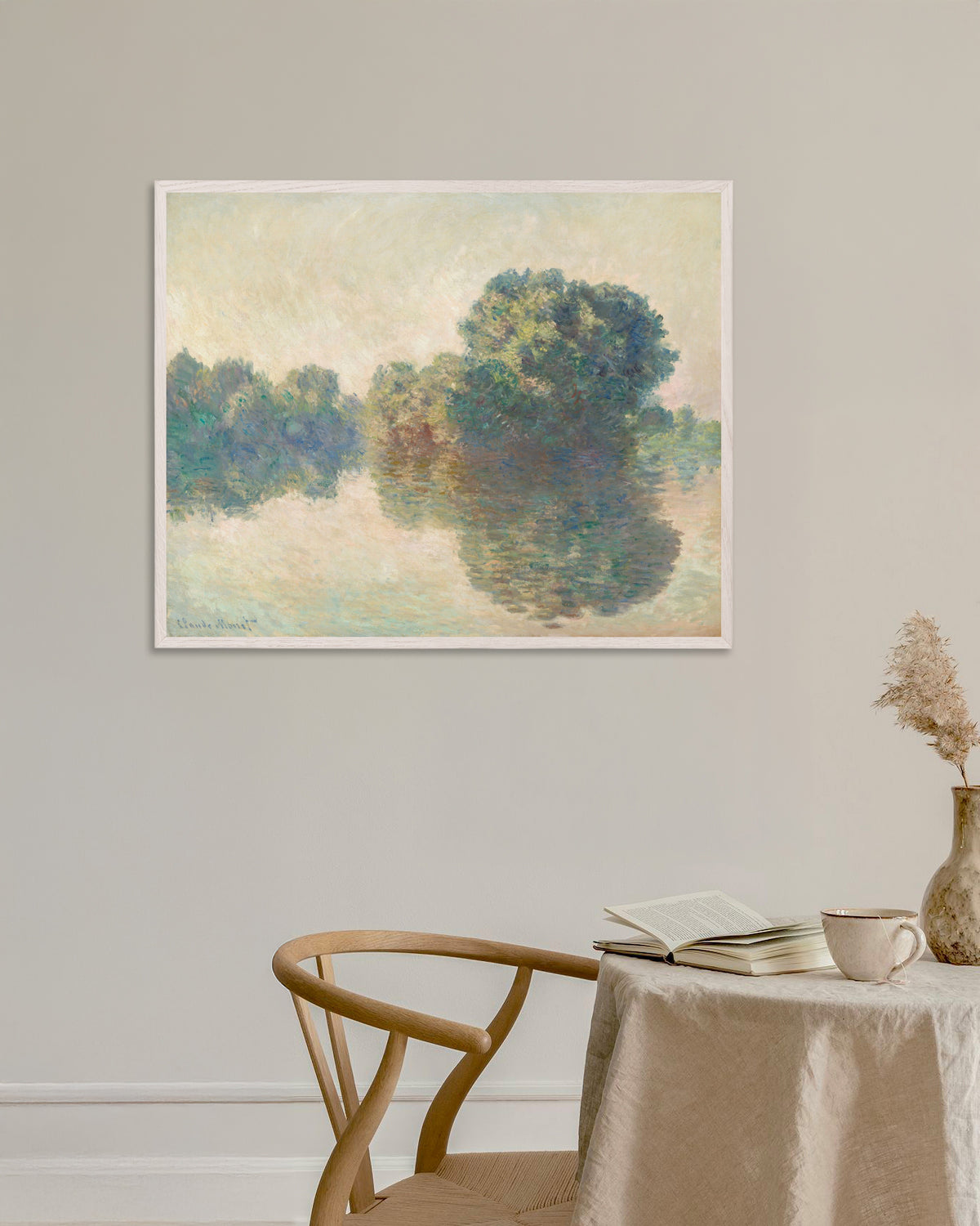 Poster Seine vid Giverny (1897) av Claude Monet med vit träram