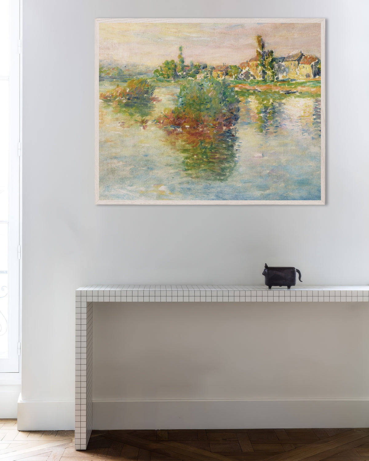 Poster Seine vid Lavacourt (1879) av Claude Monet med vit träram