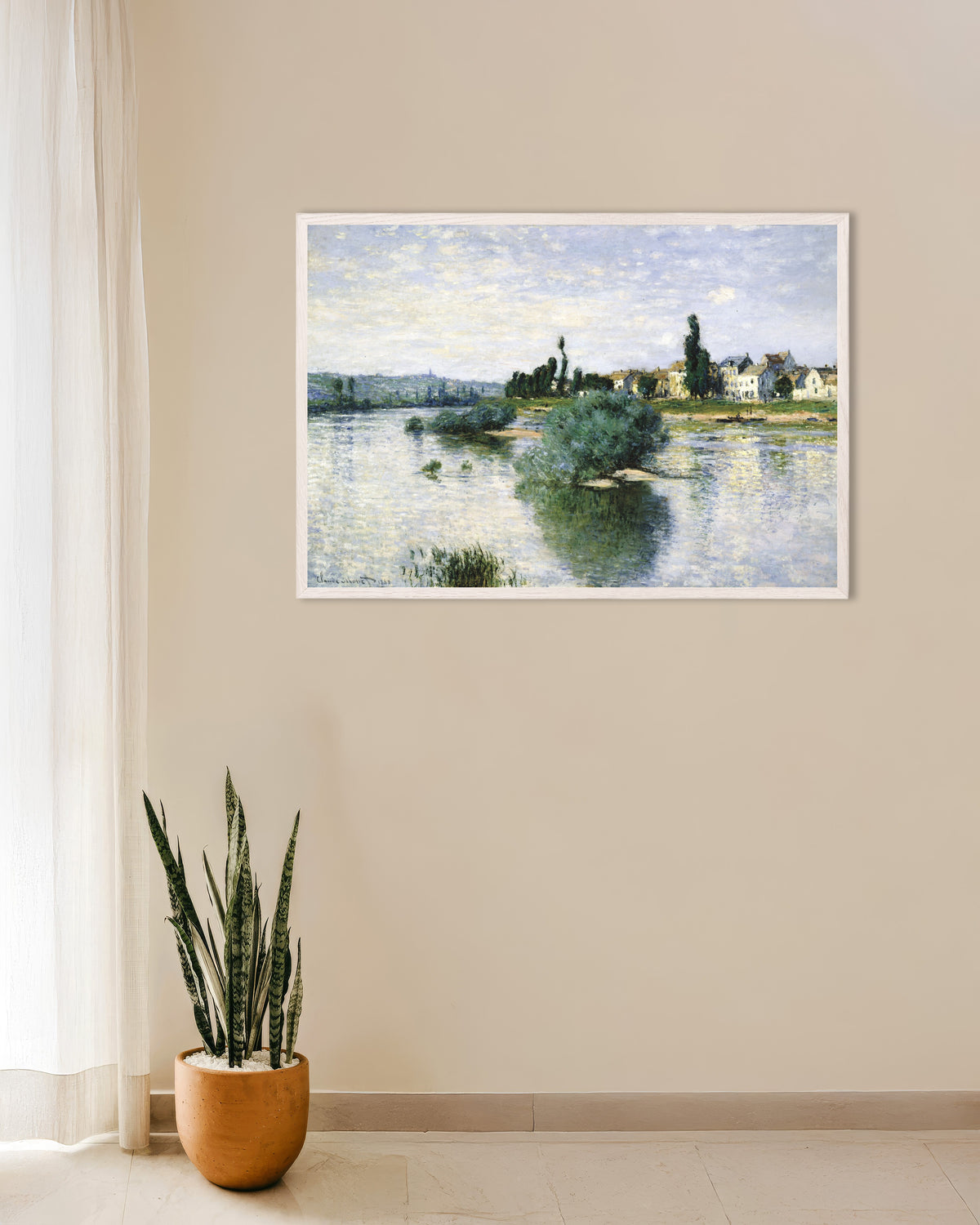 Poster Seine vid Lavacourt (1880) av Claude Monet med vit träram