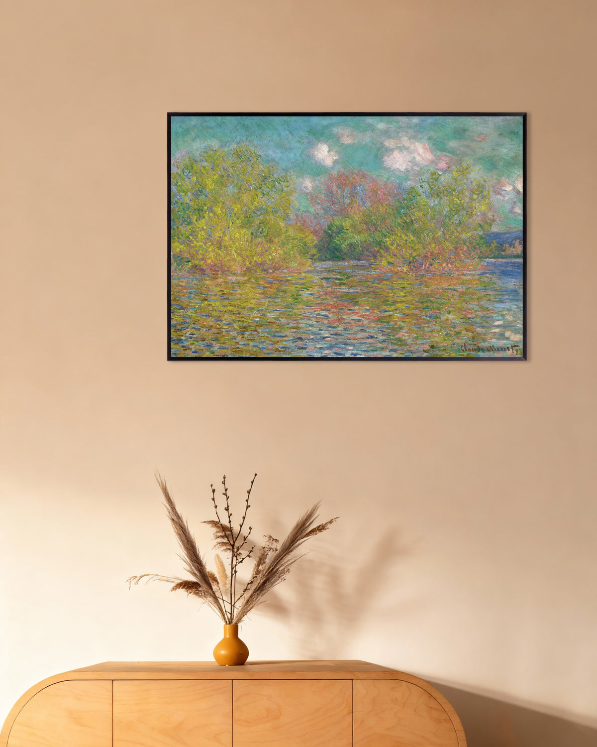 Poster Seine nära Giverny (1888) av Claude Monet med metallram