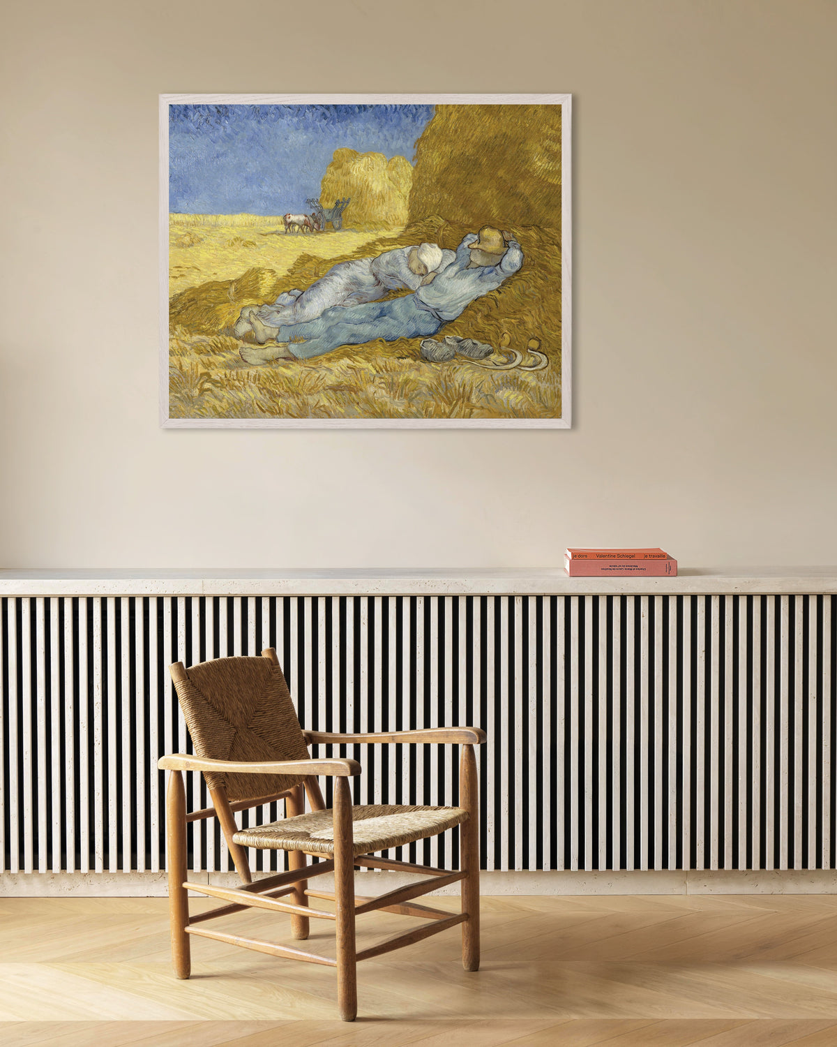 Poster av Siestan, efter Millet (1890) av Vincent van Gogh, med vit träram