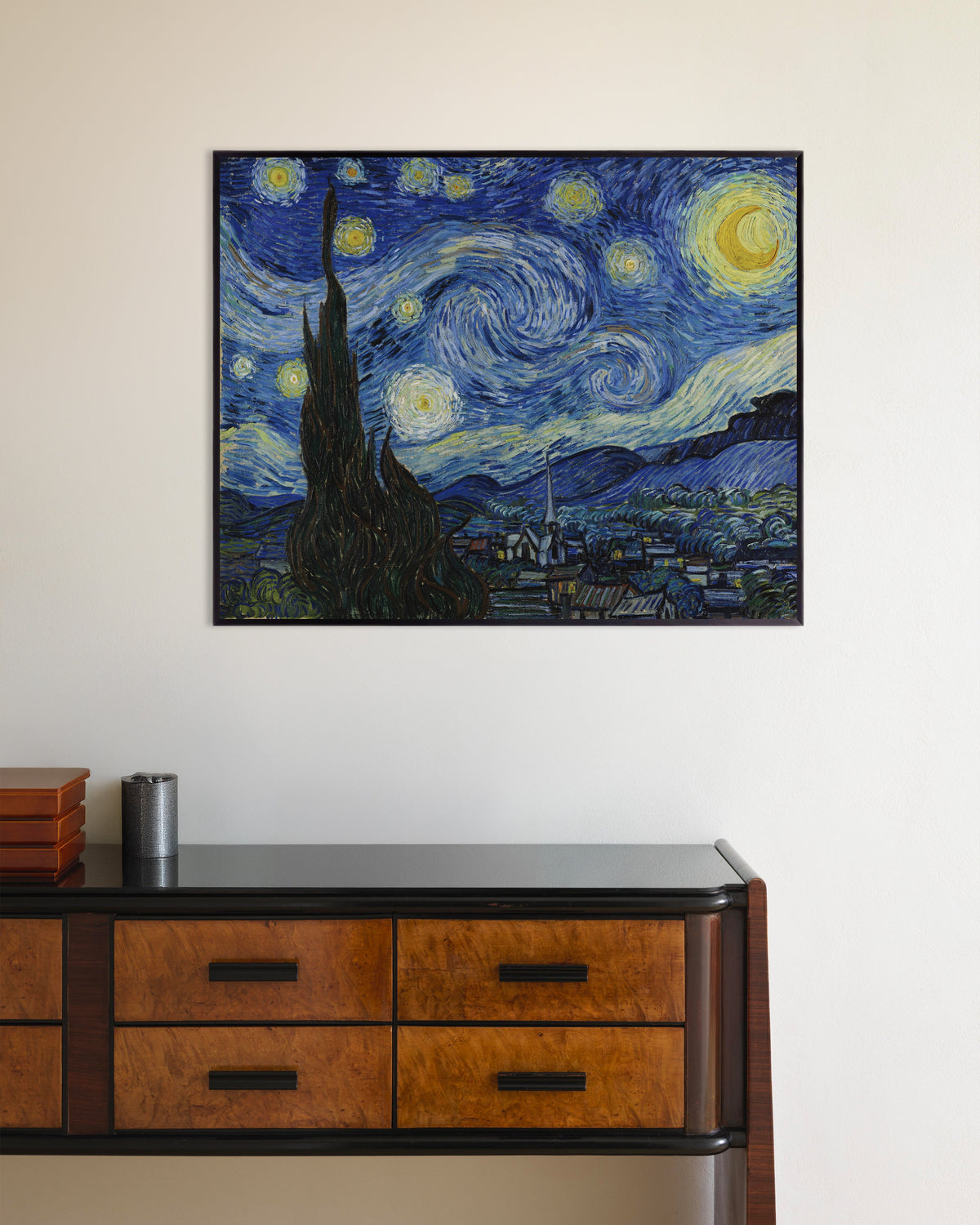Poster med Stjärnenatten (1889) av Vincent van Gogh, med metallram
