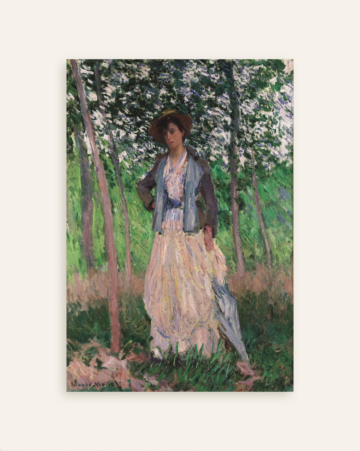 Poster Promenerande kvinna, Suzanne Hoschedé (1887) av Claude Monet, miniatyr