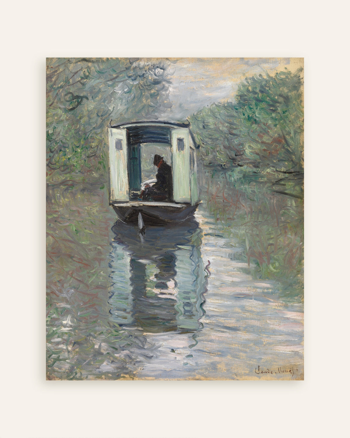 Poster Ateljébåten (1876) av Claude Monet, miniatyr
