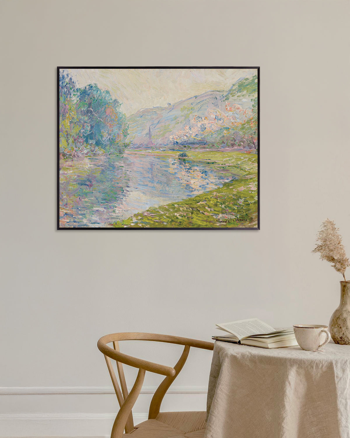 Poster Tåget vid Jeufosse (1884) av Claude Monet med metallram