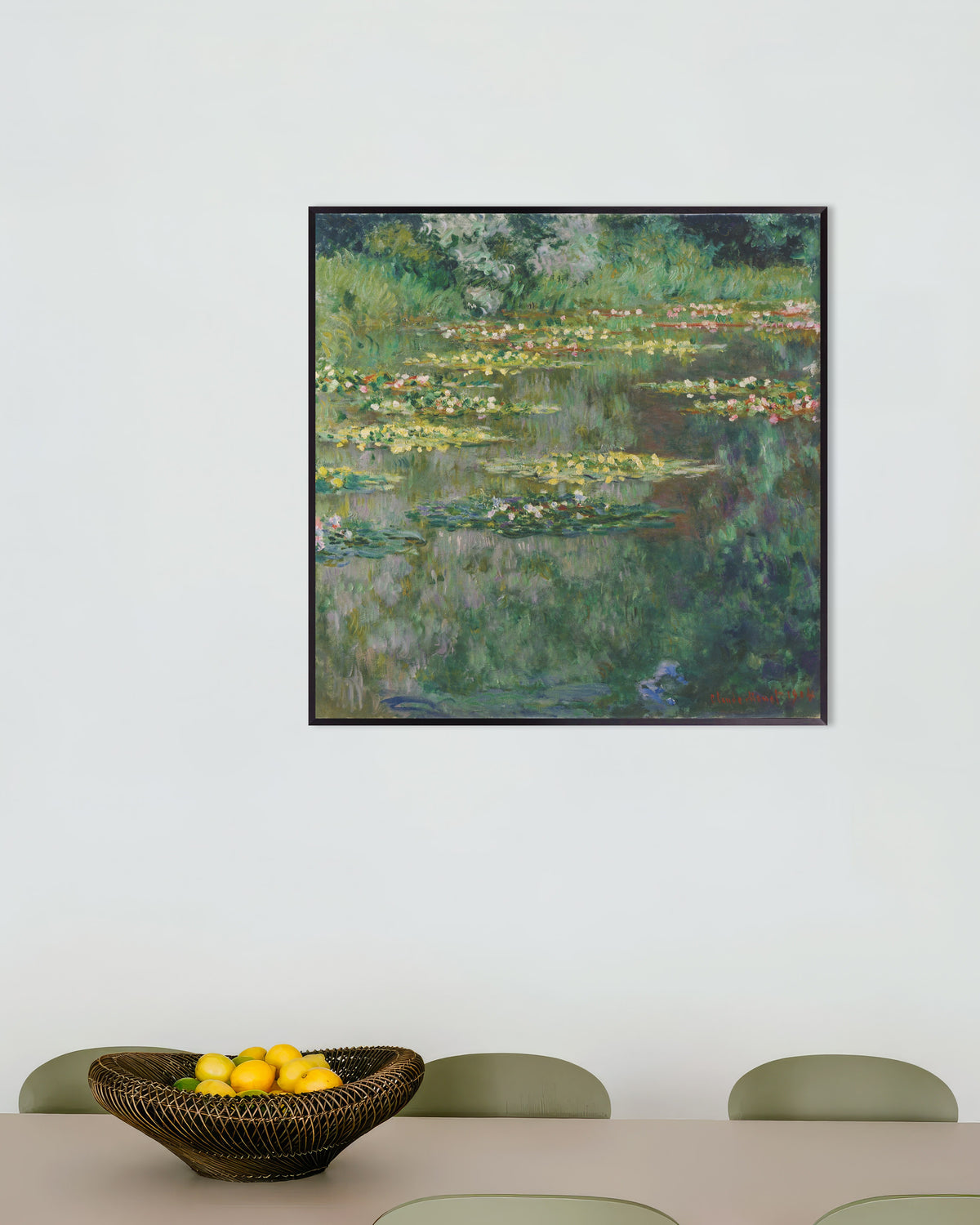 Poster Näckrosdammen (1904) av Claude Monet med metallram
