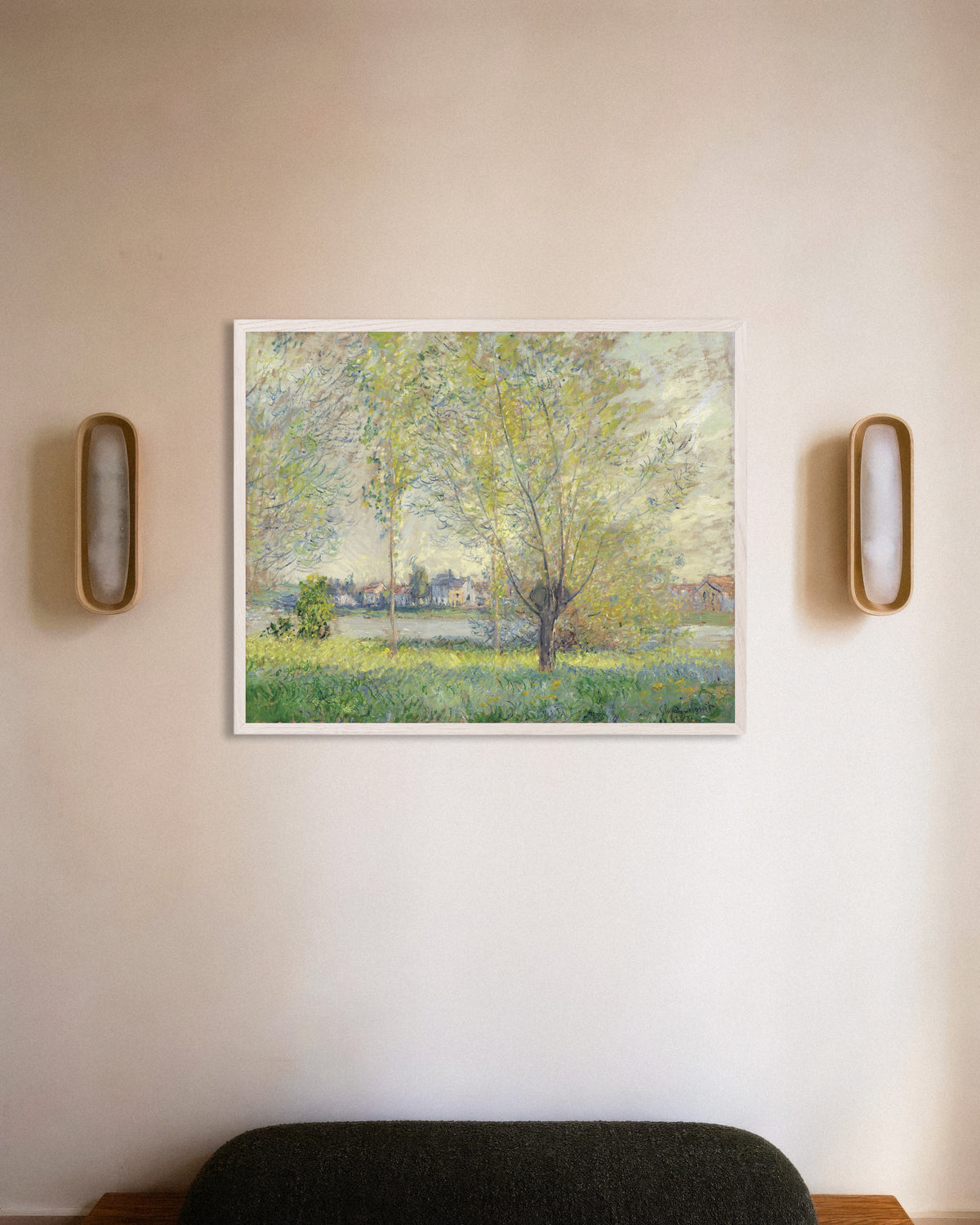 Poster Pilträden (1880) av Claude Monet med vit träram
