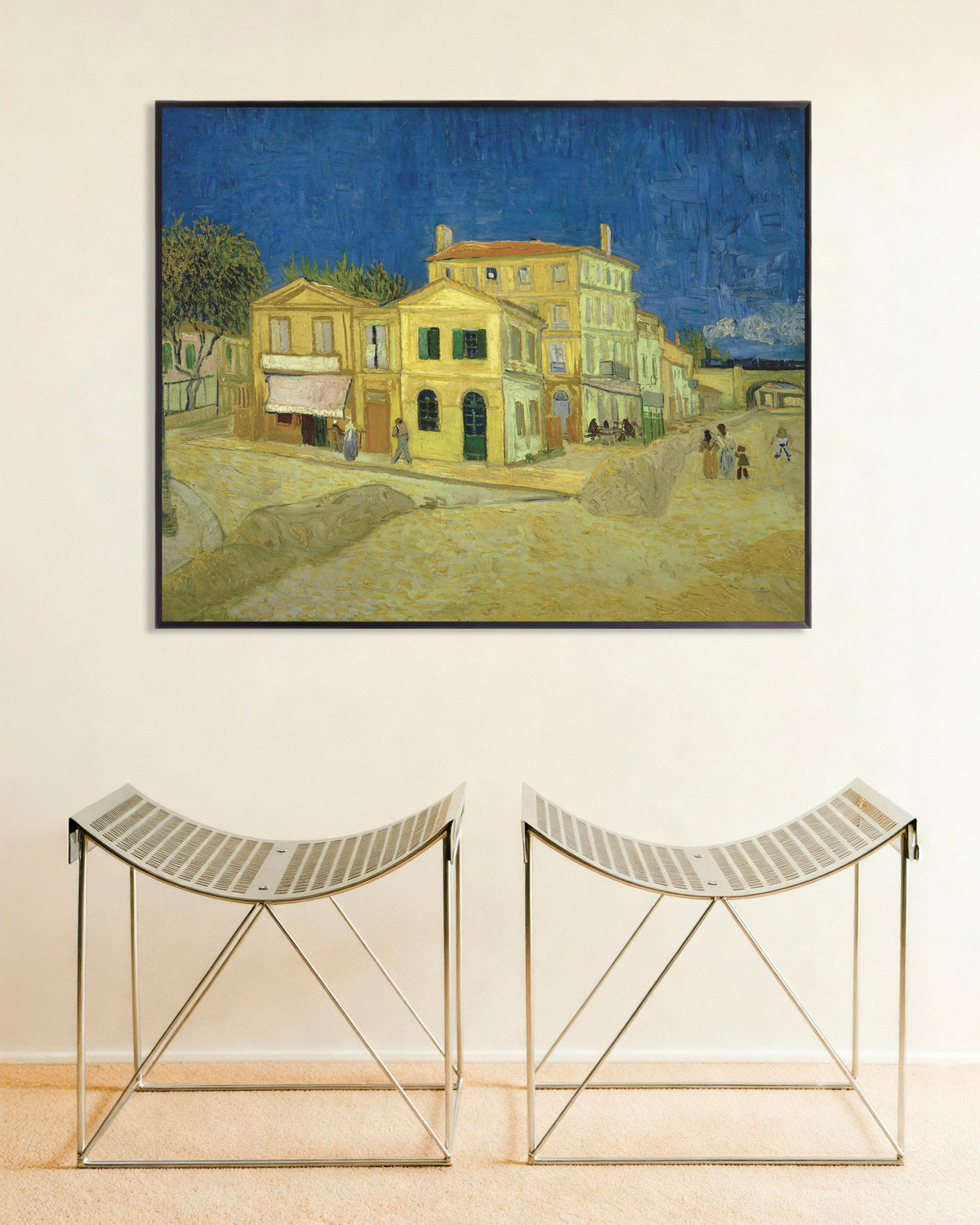 Poster av Det gula huset, Gatan (1888) av Vincent van Gogh, med metallram