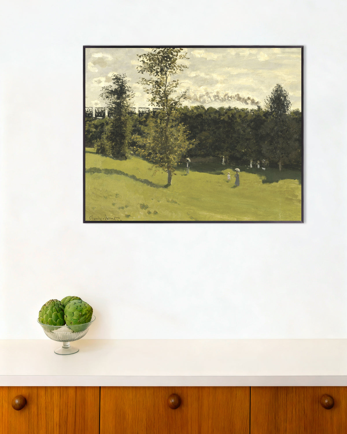 Poster Tåg på landsbygden (ca 1870) av Claude Monet med metallram