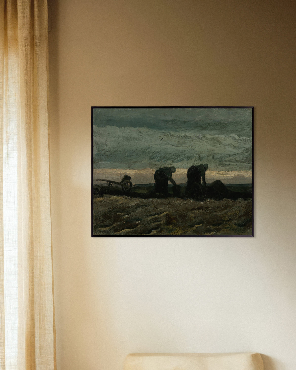Poster med Två kvinnor på heden (1883) av Vincent van Gogh, med metallram