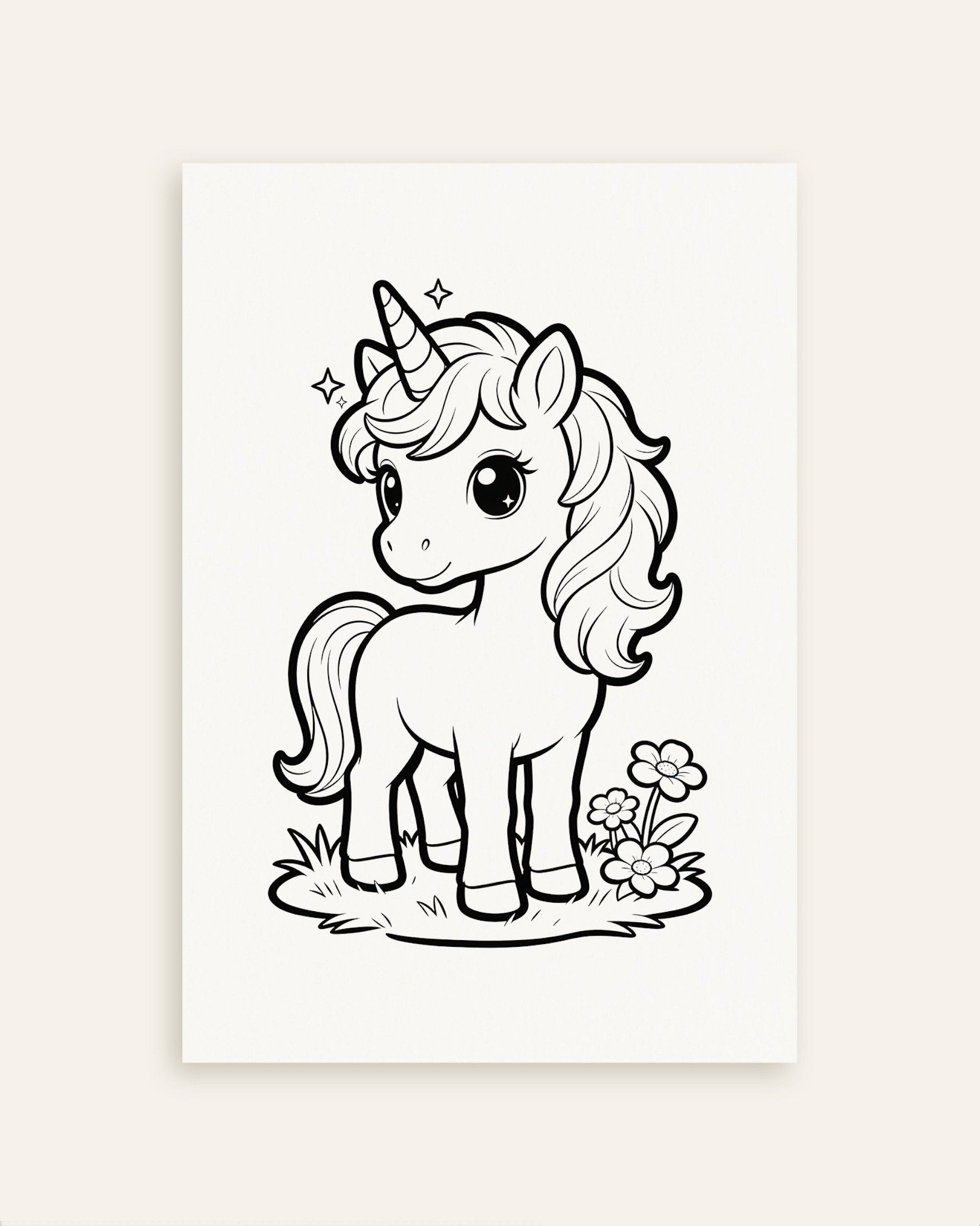 Poster of Unicorn coloring page for kids, thumbnail