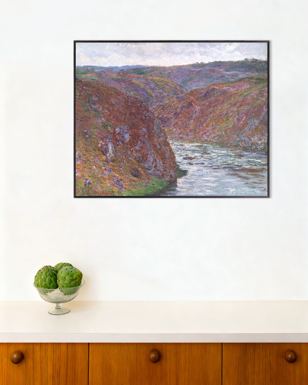 Poster Creusedalen, grå dag (1889) av Claude Monet med metallram