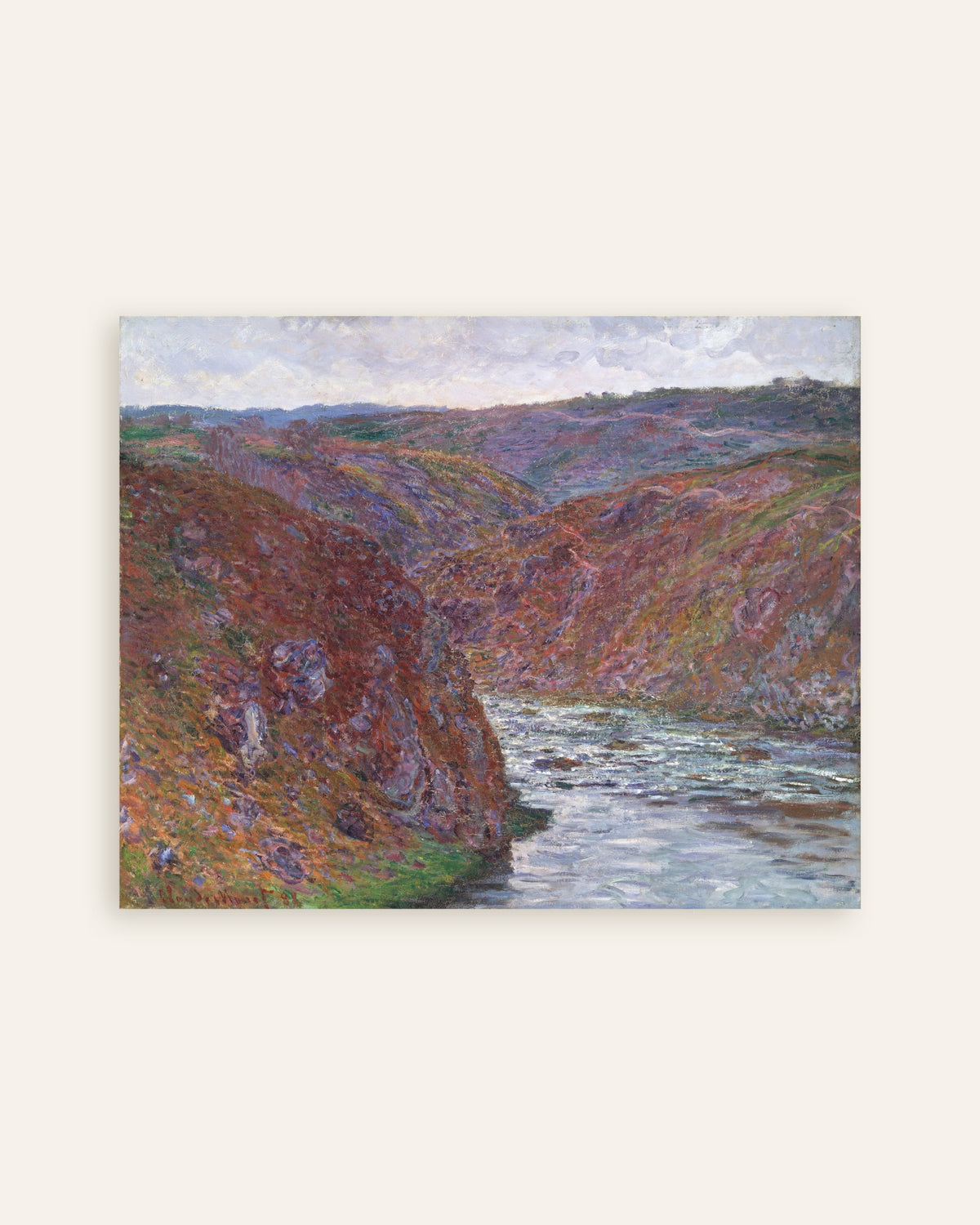 Poster Creusedalen, grå dag (1889) av Claude Monet, miniatyr