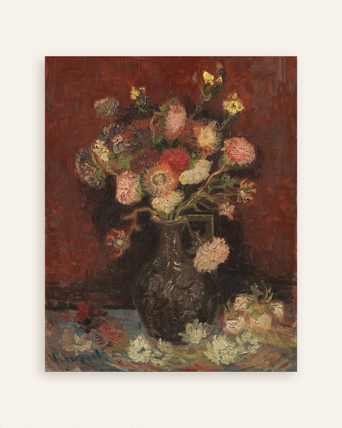 Poster av Vas med kinesiska astrar och gladiolus (1886) av Vincent van Gogh, miniatyrbild