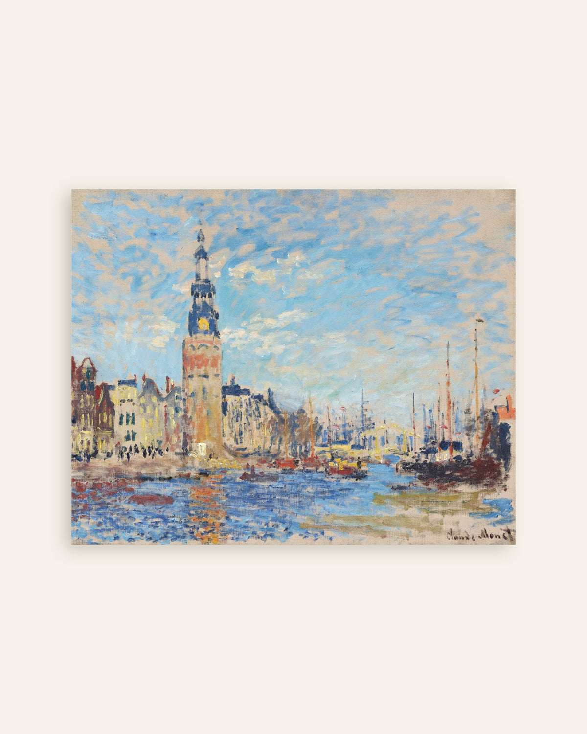 Poster Utsikt mot Montelbaanstoren, Amsterdam (1874) av Claude Monet, miniatyr