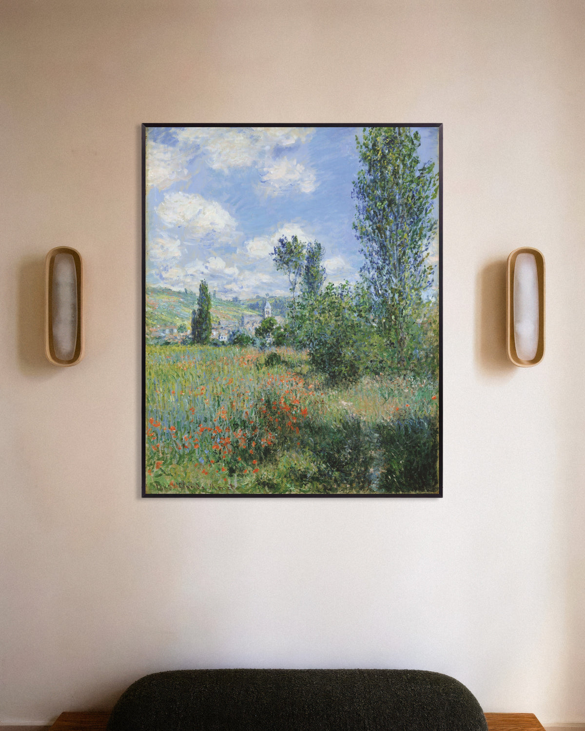 Poster Utsikt över Vétheuil (1880) av Claude Monet med metallram