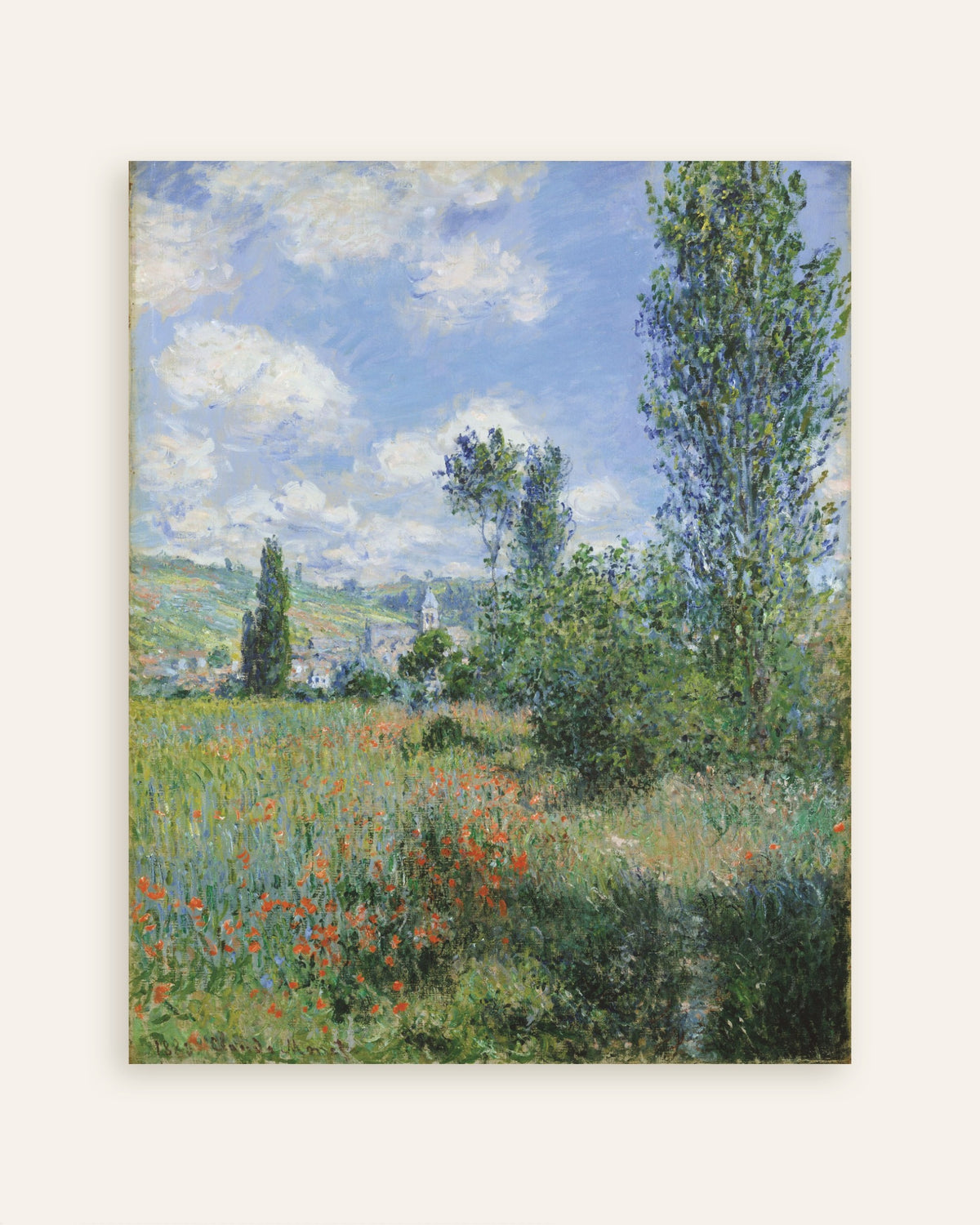 Poster Utsikt över Vétheuil (1880) av Claude Monet, miniatyr
