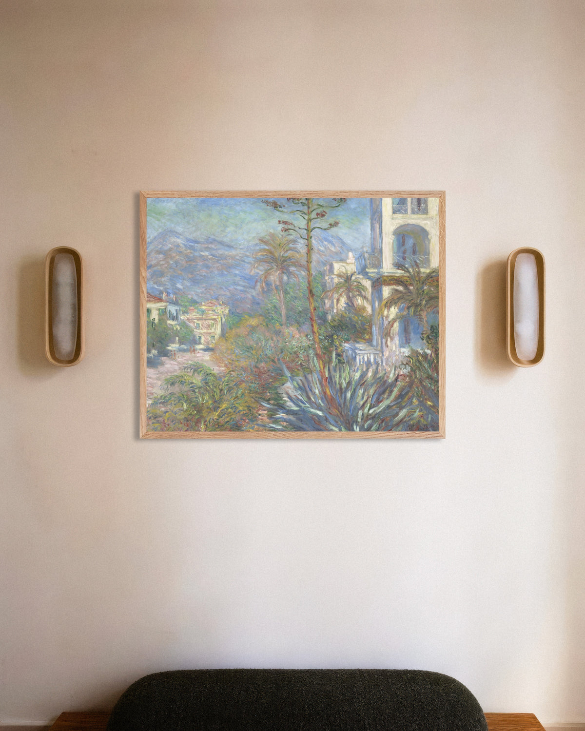 Poster Villor i Bordighera (1884) av Claude Monet med ram i naturträ