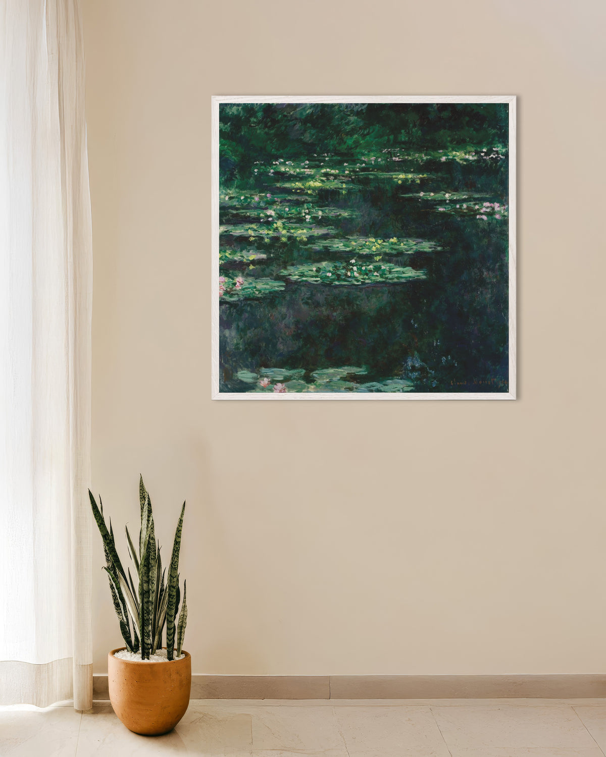 Poster Näckrosor (1904) av Claude Monet med vit träram