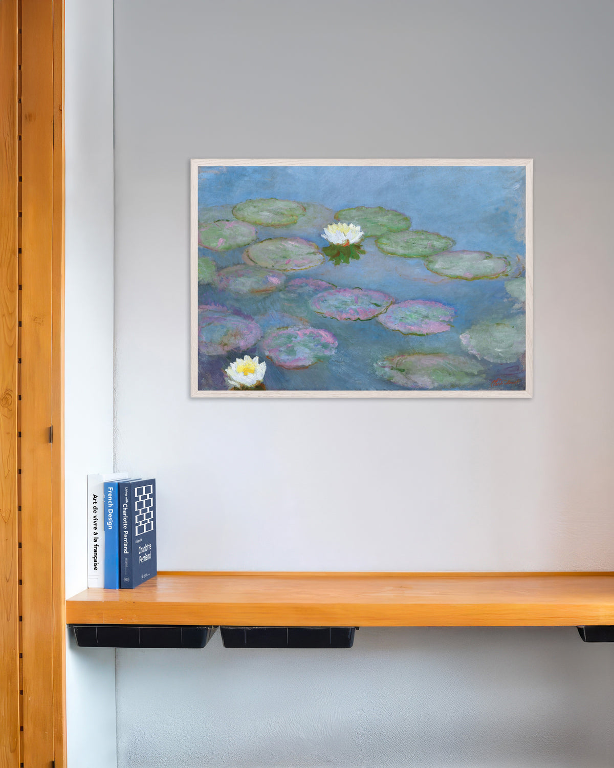 Poster Näckrosor (ca 1897–1899) av Claude Monet med vit träram
