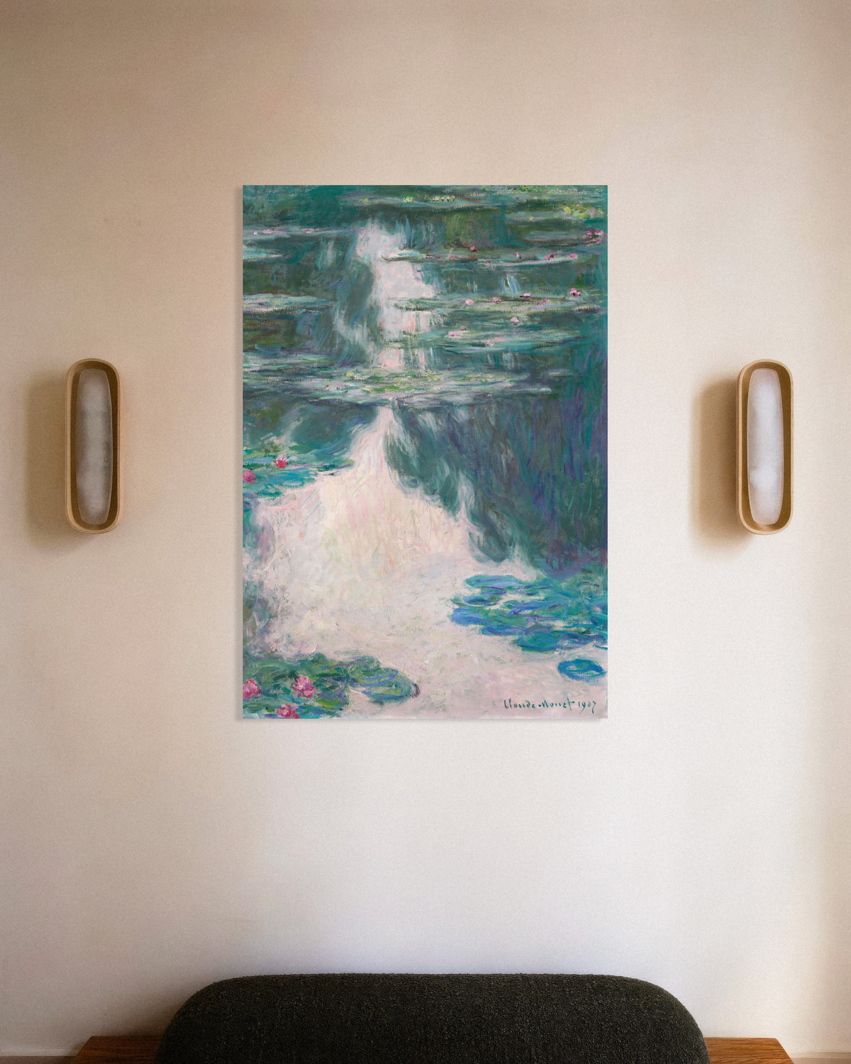 Poster Näckrosor, grått väder (1907) av Claude Monet