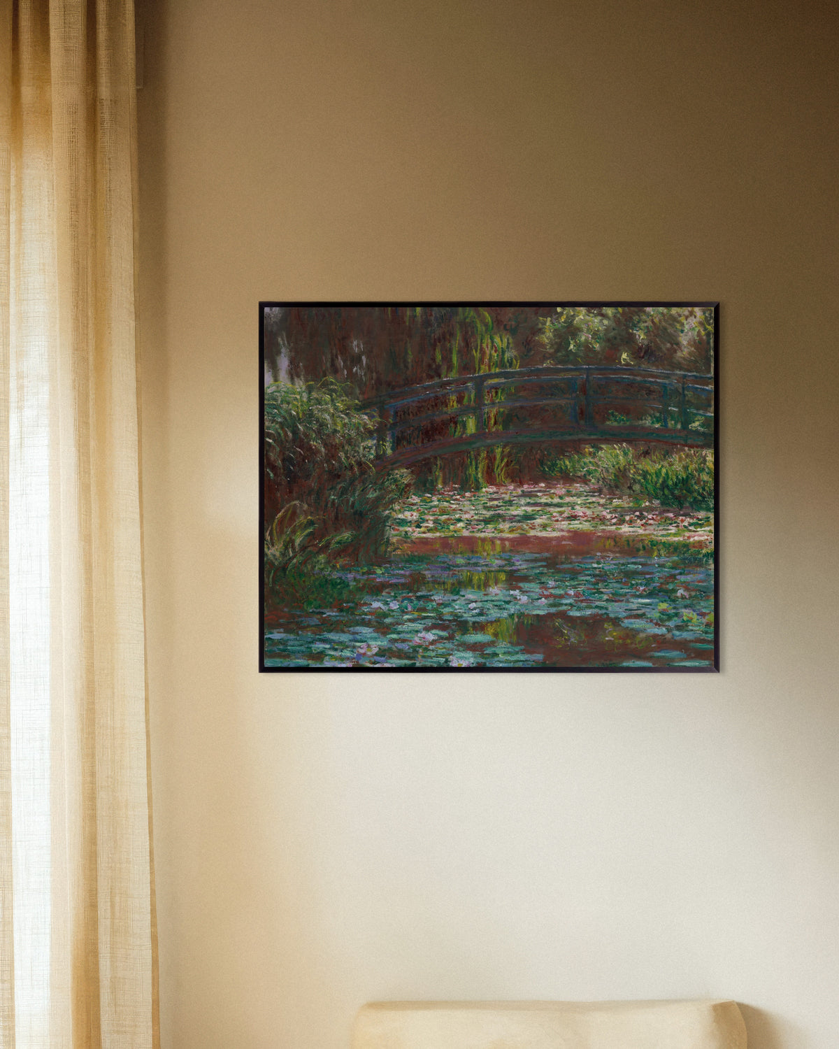 Poster Näckrosdammen (1900) av Claude Monet med metallram