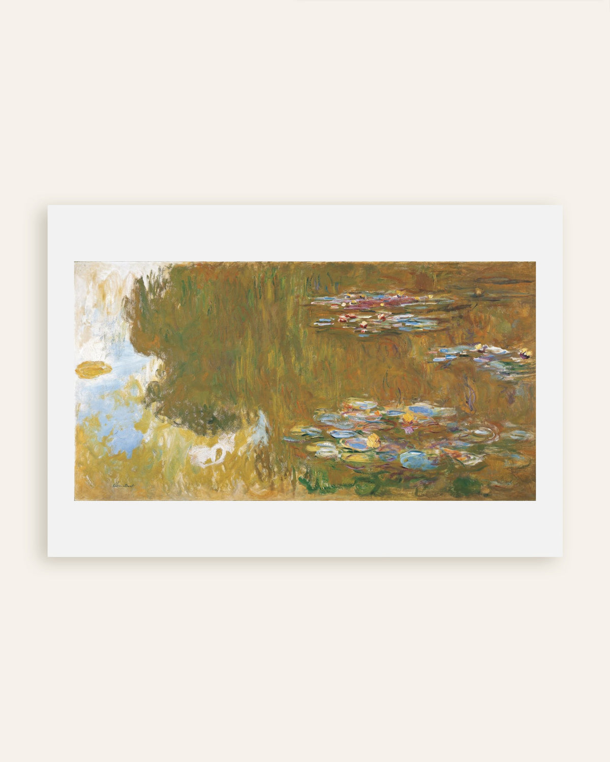 Poster Näckrosdamm med speglingar av pil (ca 1917–1919) av Claude Monet, miniatyr
