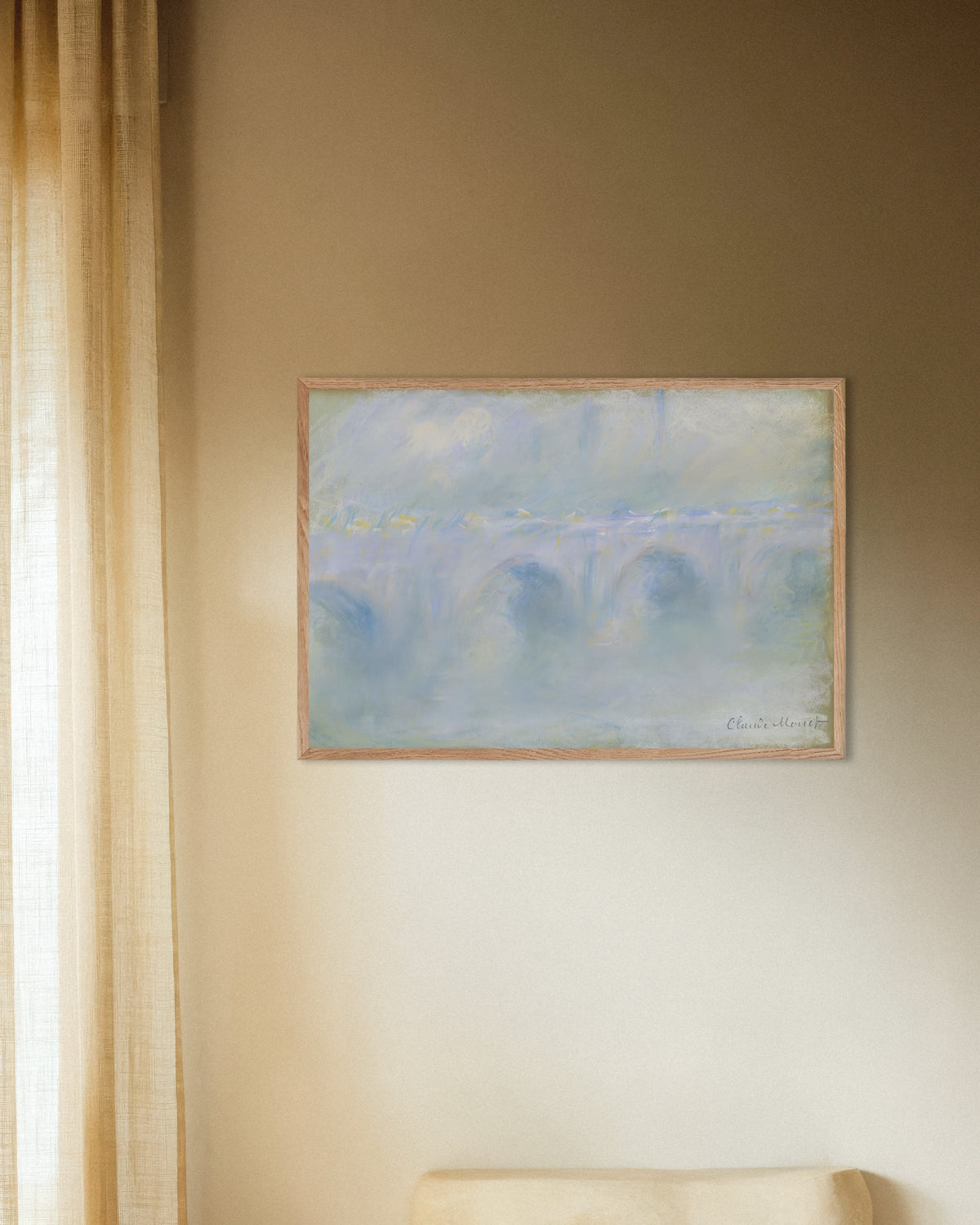 Poster Waterloo Bridge (1901) av Claude Monet med ram i naturträ