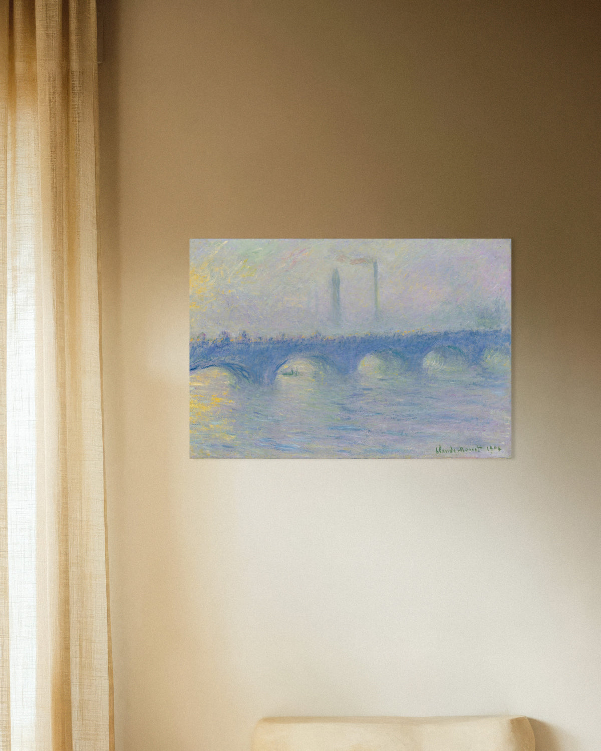 Poster Waterloo Bridge, diseffekt (1904) av Claude Monet