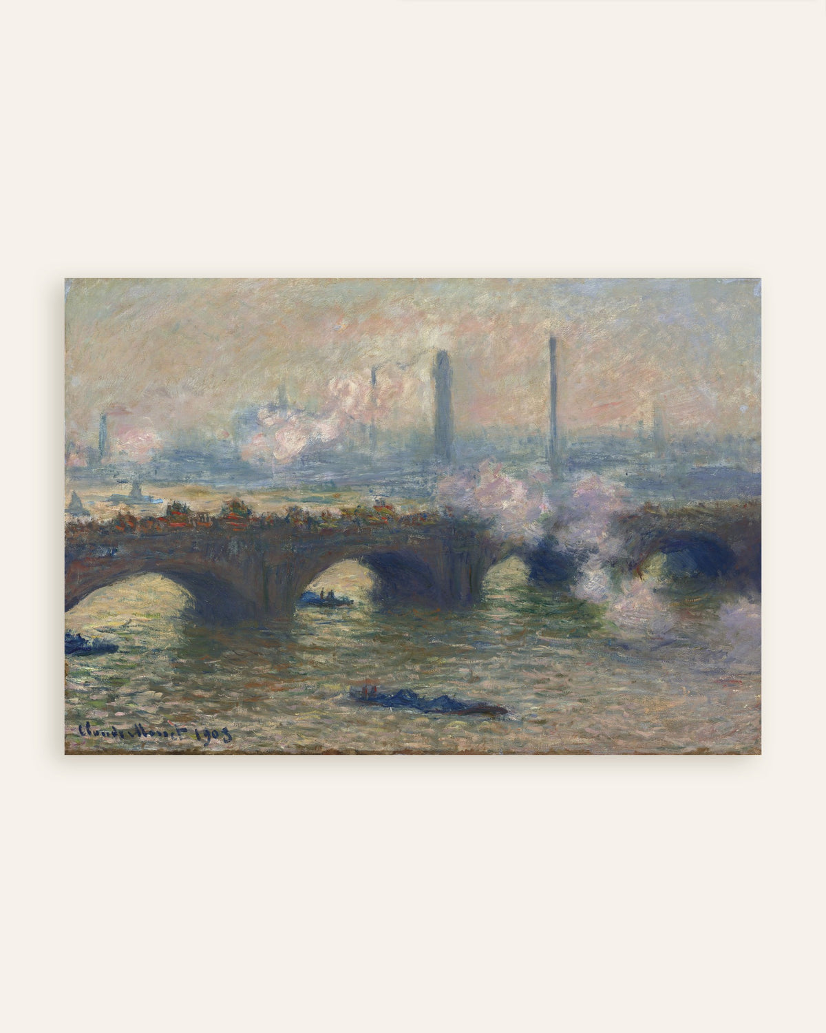 Poster Waterloo Bridge, grå dag (1903) av Claude Monet, miniatyr