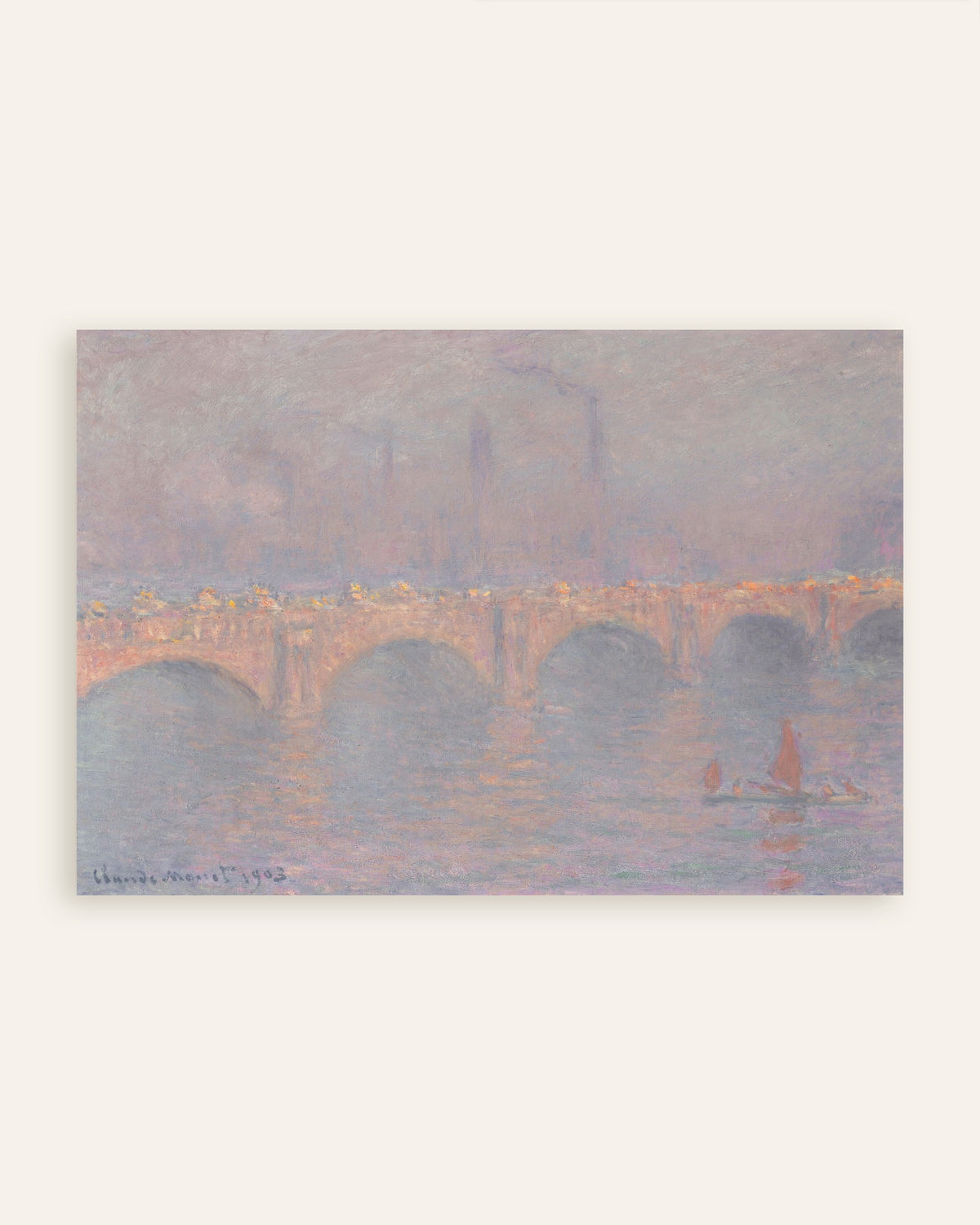 Poster Waterloo Bridge, beslöjad sol (1899–1903) av Claude Monet, miniatyr