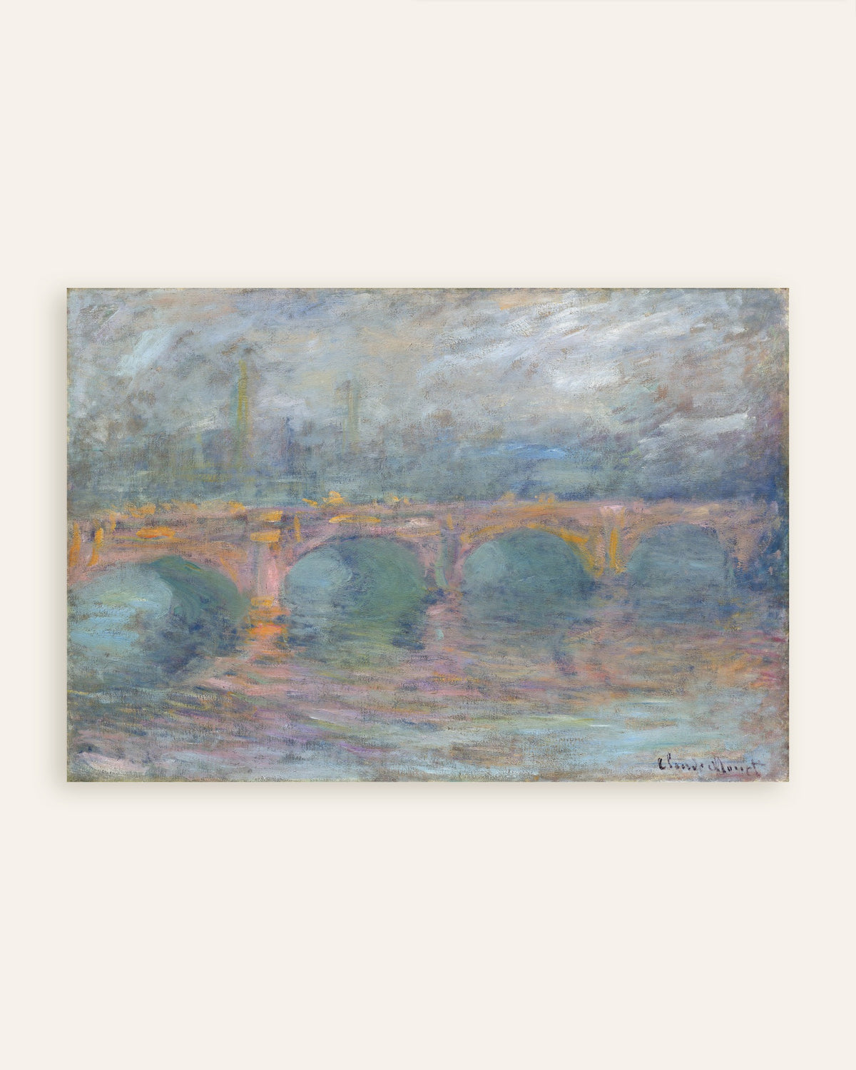 Poster Waterloo Bridge, London, i solnedgången (1904) av Claude Monet, miniatyr