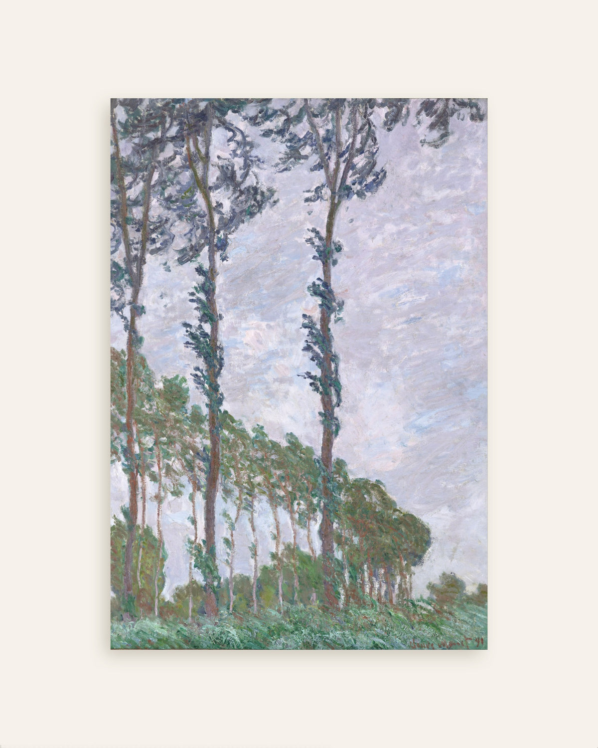 Poster Popplar, vindeffekt (1891) av Claude Monet, miniatyr