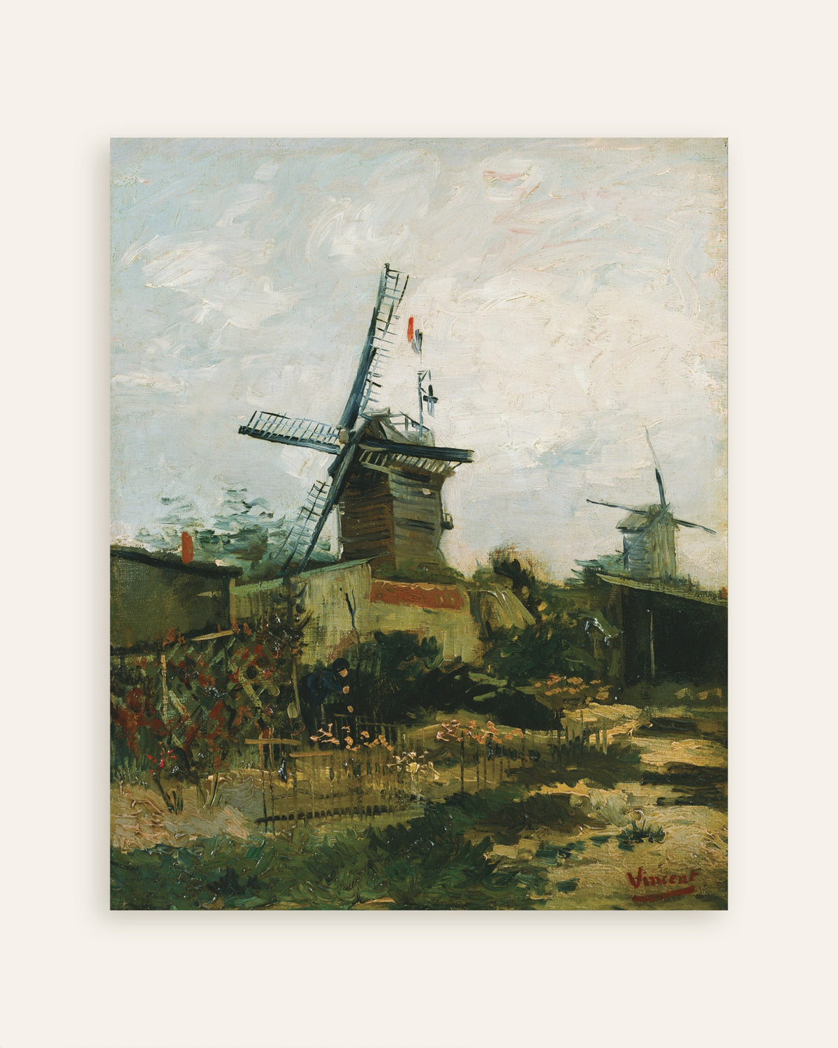 Poster med Väderkvarnar på Montmartre (1886) av Vincent van Gogh, miniatyrbild