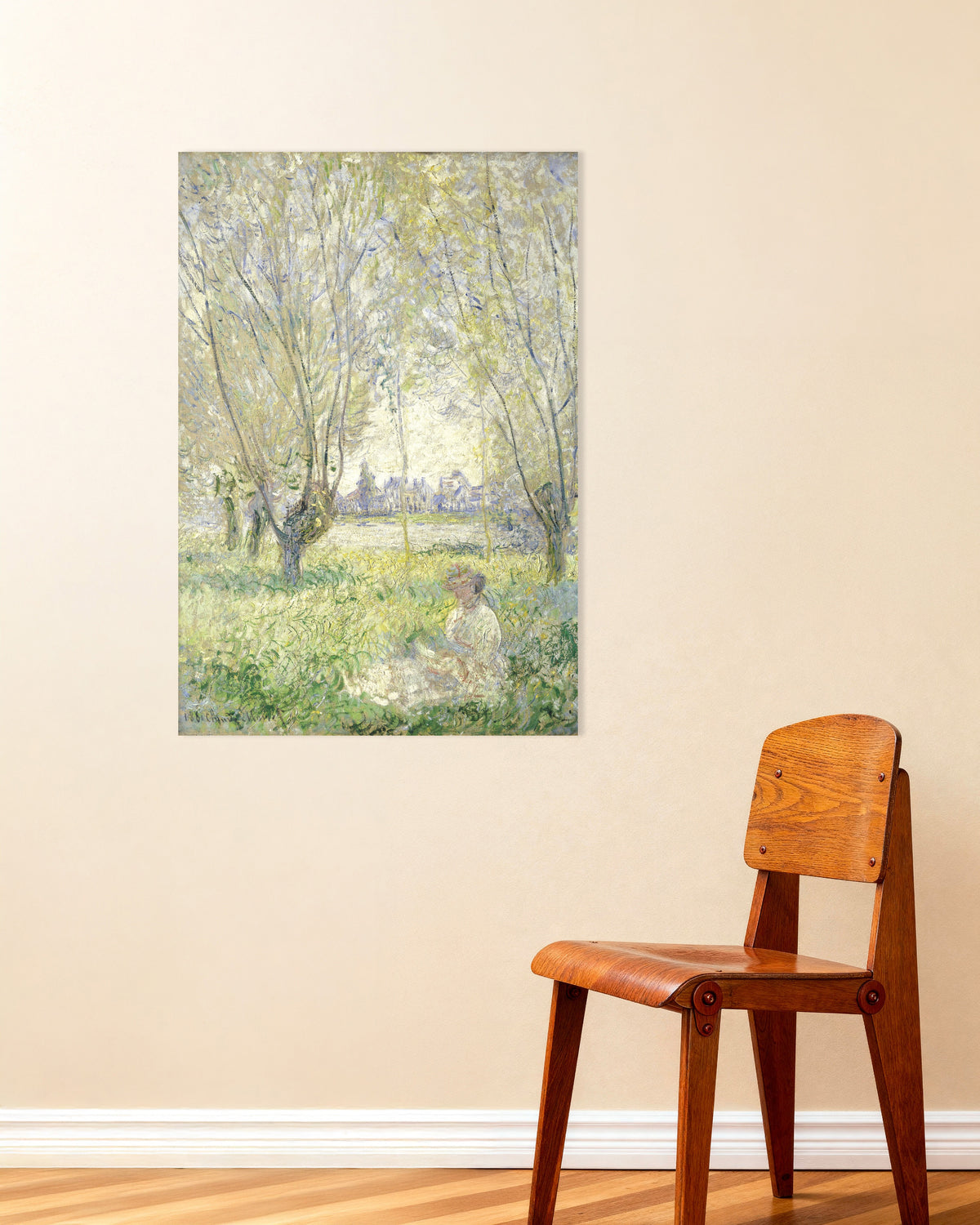 Poster Kvinna under pilträden (1880) av Claude Monet