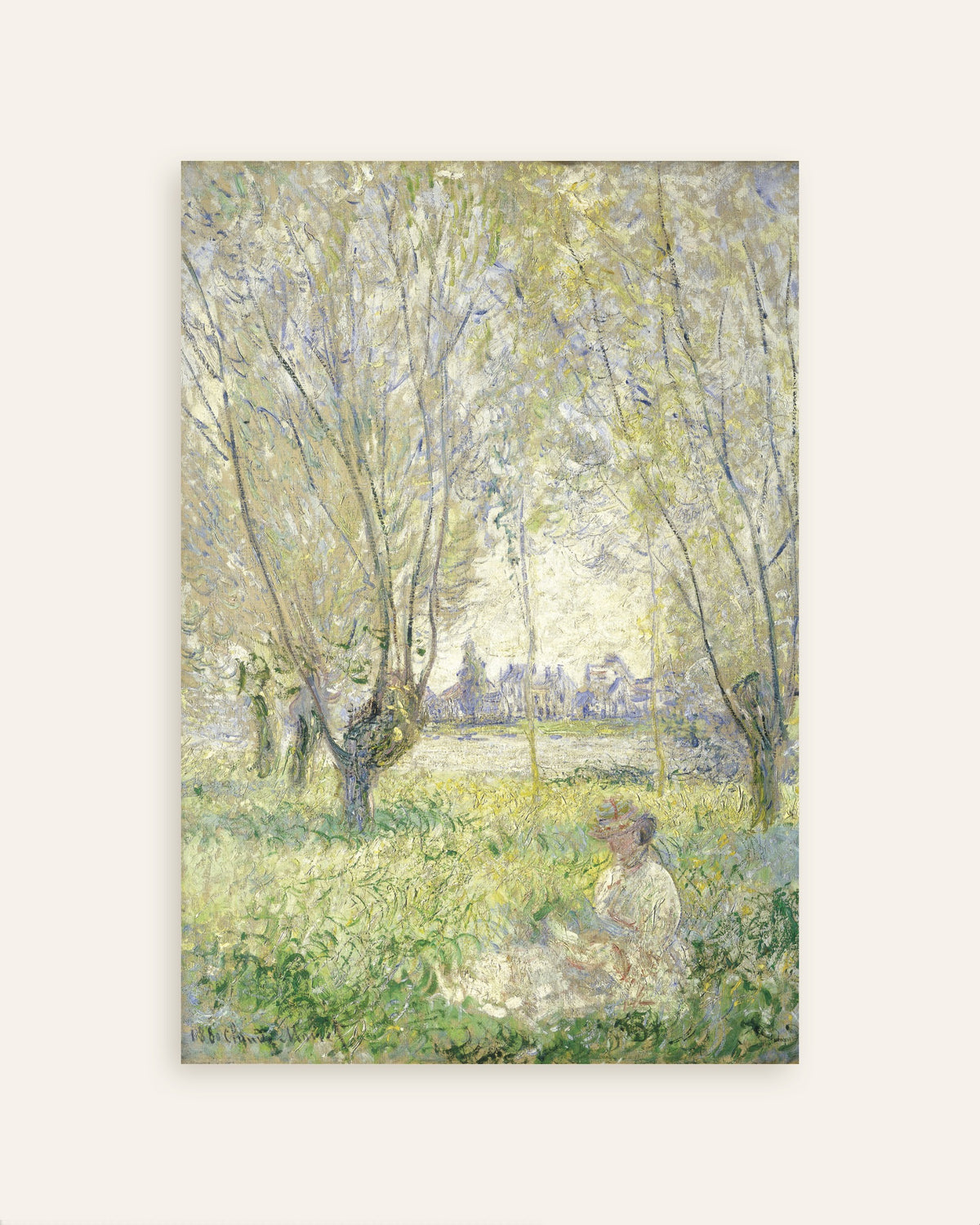 Poster Kvinna under pilträden (1880) av Claude Monet, miniatyr