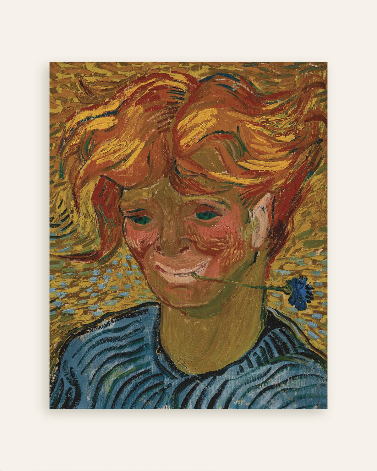 Poster med Ung man med en blåklint (1890) av Vincent van Gogh, miniatyrbild